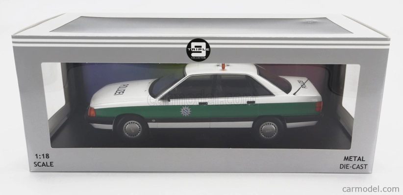 Triple9 Audi 100 (c3) Polizei 1989 1:18 Bielozelená