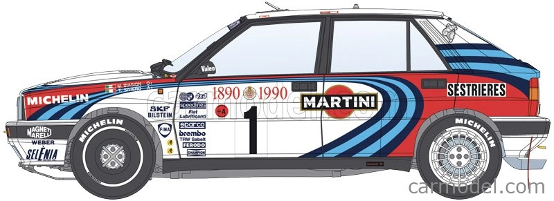 Italeri Lancia Delta Hf Integrale Martini 16v N 1 Rally Montecarlo 1990 M.biasion - T.siviero + Delta Hf Integrale Martini 16v N 7 Winner Rally Montecarlo 1990 D.auriol - B.occelli 1:12 /