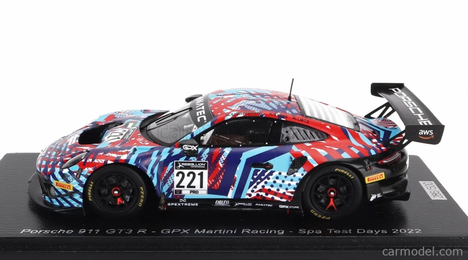 Spark-model Porsche 911 991-2 Gt3 R Team Gpx Martini Racing N 221 Test Days 24h Spa 2022 R.lietz - M.christensen - K.estre 1:43 Různé