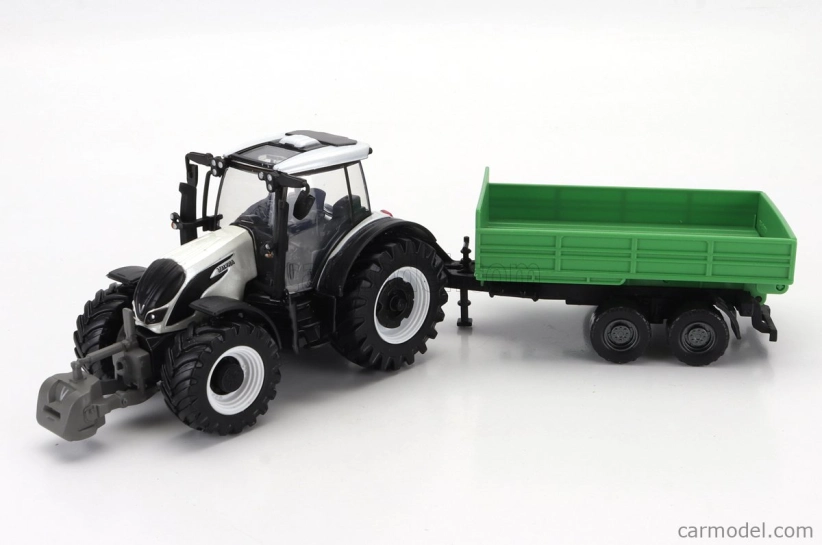 Bburago Valtra N174 Tractor With Tipping Trailer 2017 1:50 biela čierna zelená