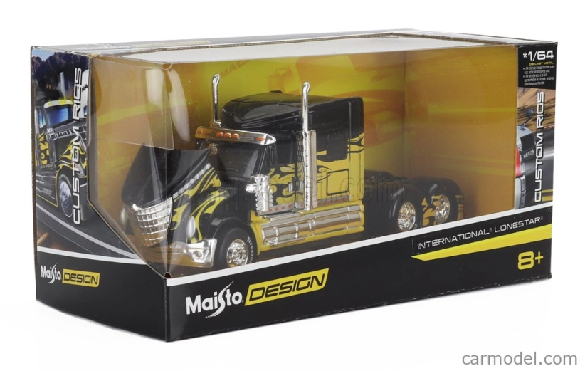 Maisto International Lonestar Tractor Truck 3-assi 2010 1:64 čierna žltá