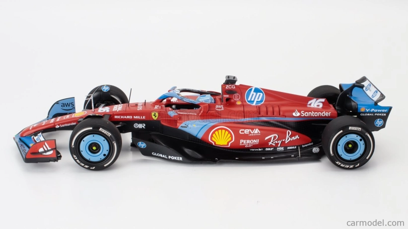 Bbr-models Ferrari F1 Sf-24 Team Scuderia Ferrari N 16 3rd Miami Gp 2024 Charles Leclerc - Polifoam Packaging 1:18 Červená Světle Modrá