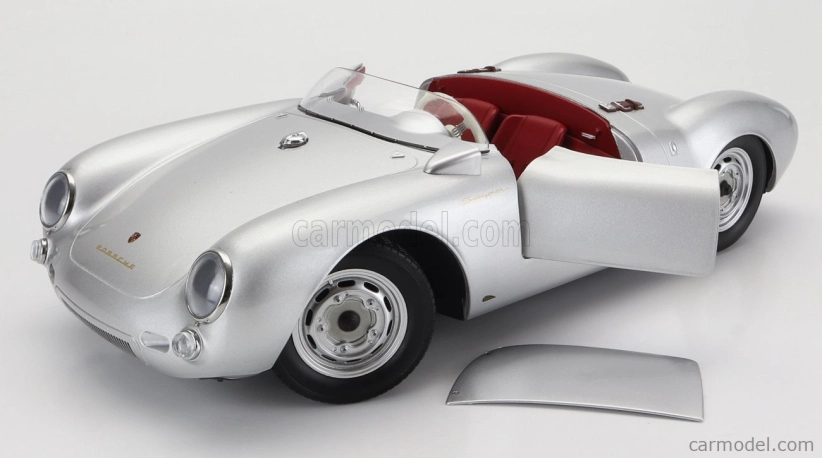 Porsche 550a Spider 1956 v mierke 1:12 strieborný