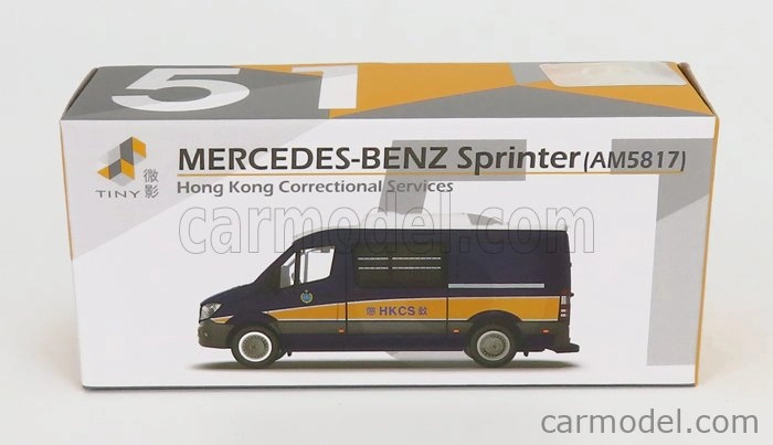 Drobné hračky Mercedes Benz Sprinter Van Transporter Hkcs Police 2018 1:76 Modrá žltá biela
