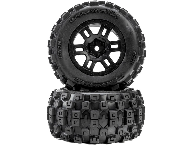 Pro-Line koleso 1:16, pneu Badlands, disk čierny H12mm (2): Arrma Mini Kraton