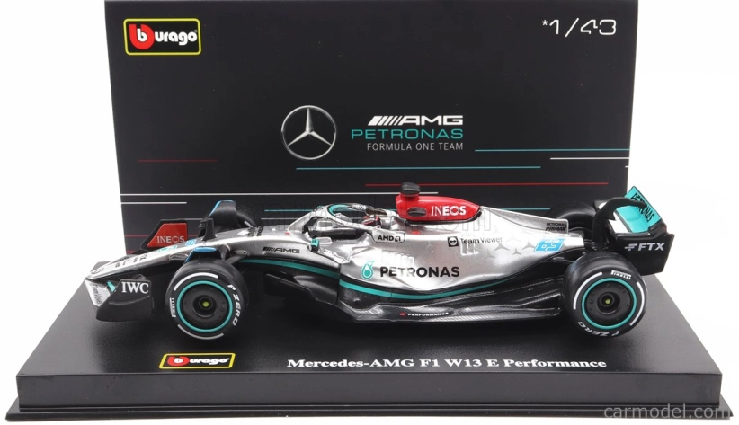 Bburago Mercedes gp F1 W13e Team Mercedes-amg Petronas F1 N 63 1:43, stříbrná