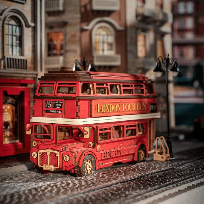 RoboTime 3D drevená skladačka Londýnsky double-decker