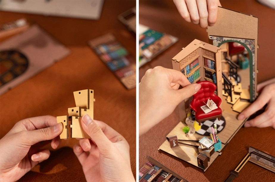 RoboTime 3D skládačka Zarážka na knihy Miniatura domečku Knihkupectví - poškozený obal