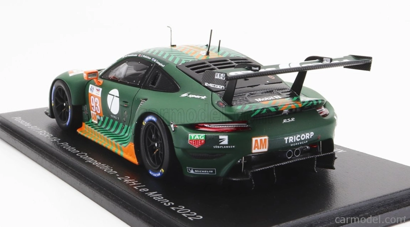 Spark-model Porsche 911 991 Rsr-19 4.2l Team Proton Competition N 93 24h Le Mans 2022 Michael Fassbender - Matt Campbell - Zacharie Robichon 1:43 Zelená Černá