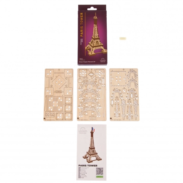 Ugears 3D dřevěné mechanické puzzle Eifellova věž