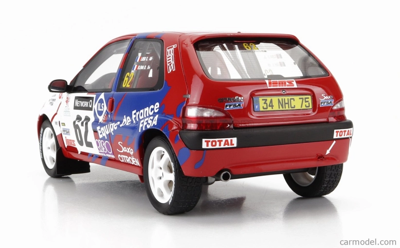 Otto-mobile Citroen Saxo Vts (nočná verzia) N 62 Rally Rac Lombard 2000 S.loeb - D.elena 1:18 Červená Biela Modrá