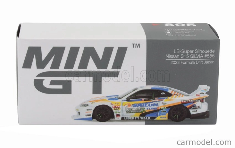 Mini-gt Nissan Silvia (s15) Lb Super Silhouette N 555 Formula Drift Japonsko 2023 1:64 Biela Modrá Žltá