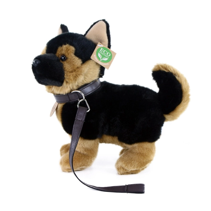 Plyšový pes nemecký ovčiak s vôdzkou stojaci 23 cm ECO-FRIENDLY