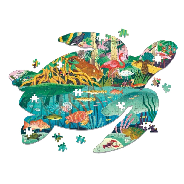 Mudpuppy Puzzle Mokřady ve tvaru želvy 300 dílků