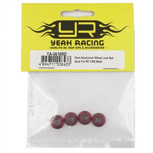 Hliníkové matice kol 5mm Lock Nut 4ks - Červené