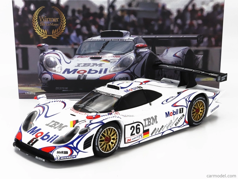 Werk83 Porsche 911 Gt1-98 3.2l Turbo Team Porsche Ag Mobil-1 N 26 Winner 24h Le Mans 1998 Allan Mcnish - Laurent Aiello - Stephane Ortelli 1:12 Biela Modrá Červená
