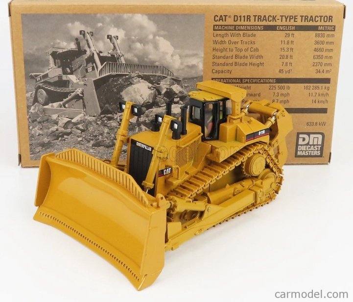 Dm-models Caterpillar Catd11r Dozer Ruspa Cingolata - Scraper Type Tractor 1:50 Žlutá Černá