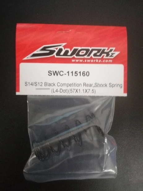 SWORKz S14/S12 Competition čierne olejové pružiny tlmičov, zadné L4, 57x1.1x7.5mm, 2 ks.