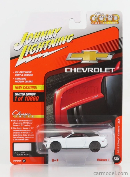 Johnny lightning Chevrolet Corvette Zl1 Cabriolet 2013 1:64 biela čierna