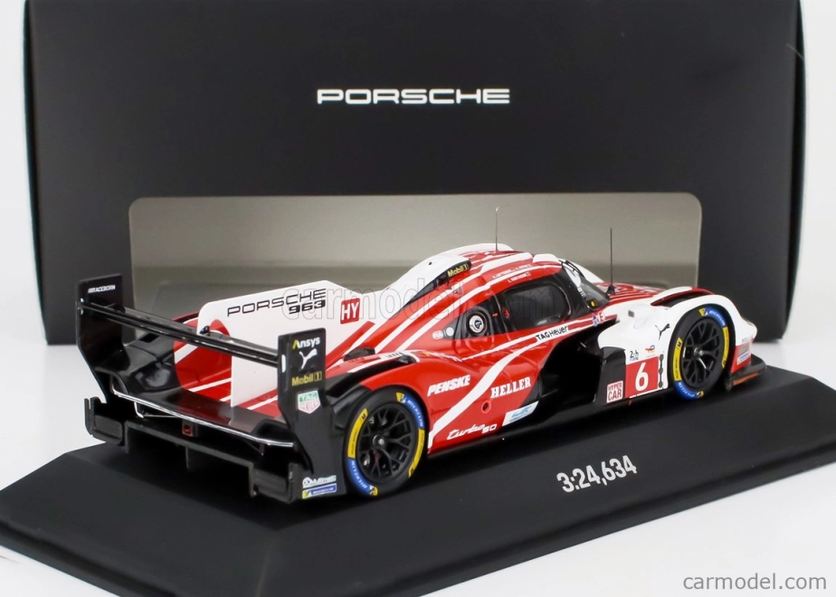 Spark-model Porsche 963 9rd 4.6l Turbo V8 Team Porsche Penske Motorsport N 6 4. 24h Le Mans (pole position) 2024 Kevin Estre - Andre Lotterer - Laurens Vanthoor 1:43 Červená Biela Čierna