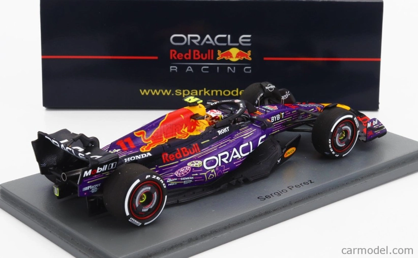 Iskrový model Red bull F1 Rb19 Team Oracle Red Bull Racing N 11 3. Las Vegas Usa Gp 2023 Sergio Perez 1:43 Fialová žltá červená