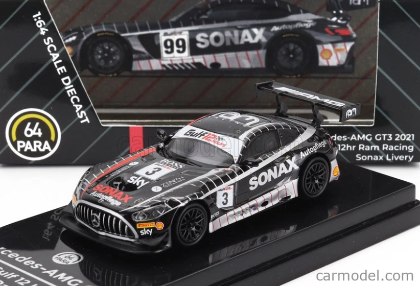 Paragon-models Mercedes benz Amg Gt3 Evo Team Ram Racing N 3 12h Gulf Bahrain 2021 Chris Froggatt - Ian Loggie - Callum Macleod 1:64 Black