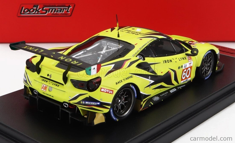 Looksmart Ferrari 488 Gte Evo 3.9l Turbo V8 Team Iron Lynx N 60 24h Le Mans 2022 C.schiavoni - A.balzan - R.giammaria 1:43 Yellow Black