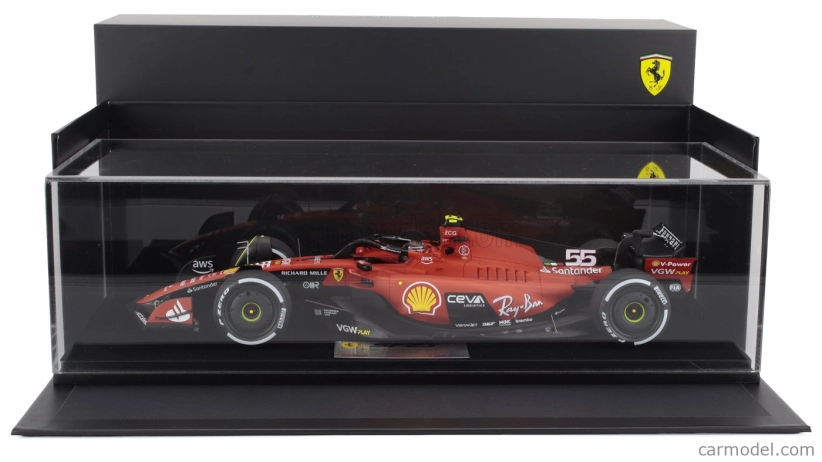 Looksmart Ferrari F1  Sf-23 Team Scuderia Ferrari N 55 Winner Singapore Gp 2023 Carlos Sainz - Con Vetrina - With Showcase 1:18 Červená Černá