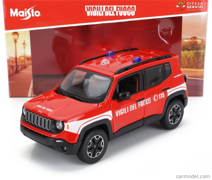 Maisto Jeep Renegade Vigili Del Fuoco 2017 1:24 červená biela