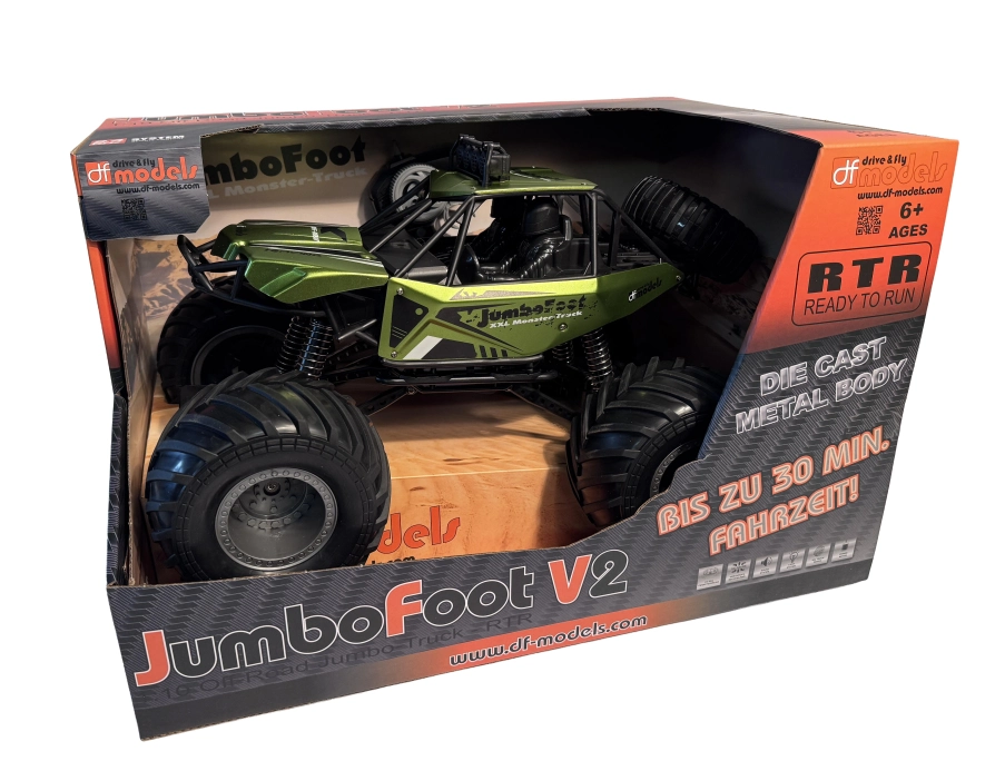 DF JUMBO FOOT V2 Off Road 1:10 RTR, zelená, LED světla, zvuky