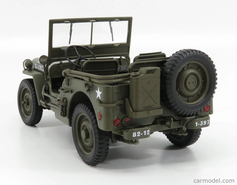 Welly Jeep Willys 1/4 Mb Usa Army Open 1942 1:18 Vojenská zelená