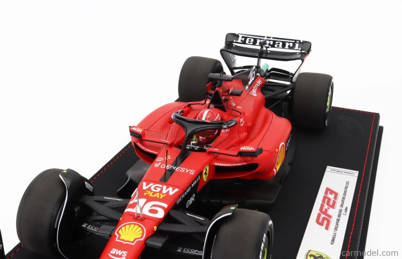 Bbr-models Ferrari F1 Sf-23 Team Scuderia Ferrari N 16 4th Singapore Gp 2023 Charles Leclerc - Con Vetrina - With Showcase 1:18 Červená Černá