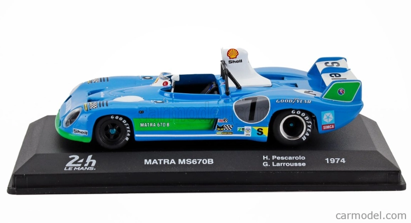 Edicola Matra simca Ms670b 3.0l V12 Team Matra Sport N 7 Winner 24h Le Mans 1974 Henri Pescarolo - Gerard Larrousse 1:43 Bluette Zelená Bílá