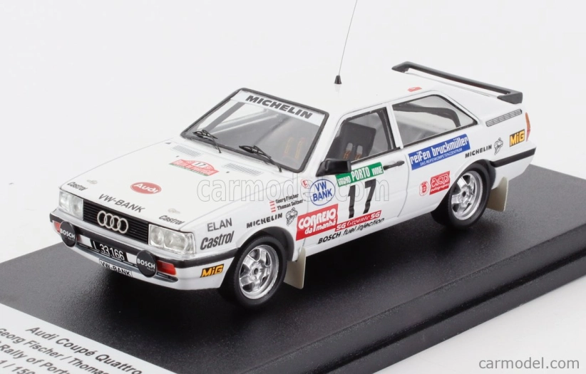 Trofeu Audi Quattro Coupe N 17 Rally Portogallo 1987 Georg Fischer - Thomas Zeltner 1:43 Bílá