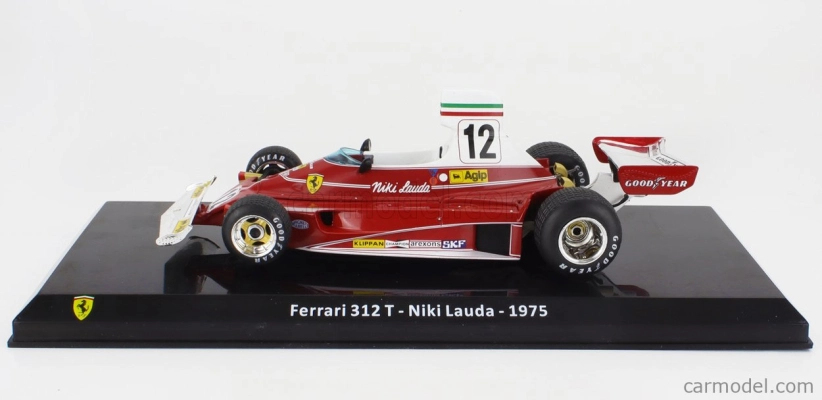 Edicola Ferrari F1 312t Team Ferrari Sefac N 12 World Champion Season 1975 Niki Lauda - Con Vetrina - With Showcase 1:24 Červená Bílá