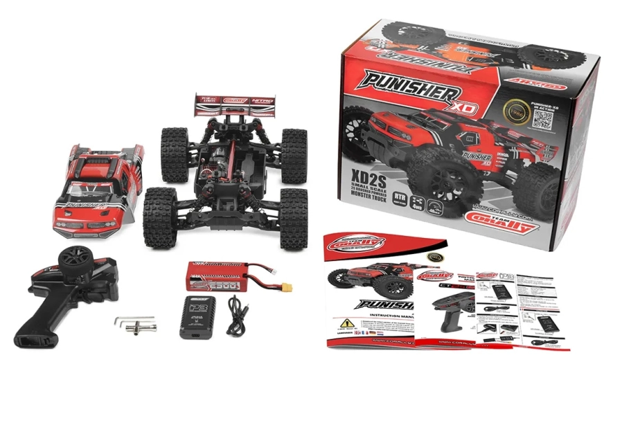 PUNISHER XD - RTR - Brushed 2S - Červená