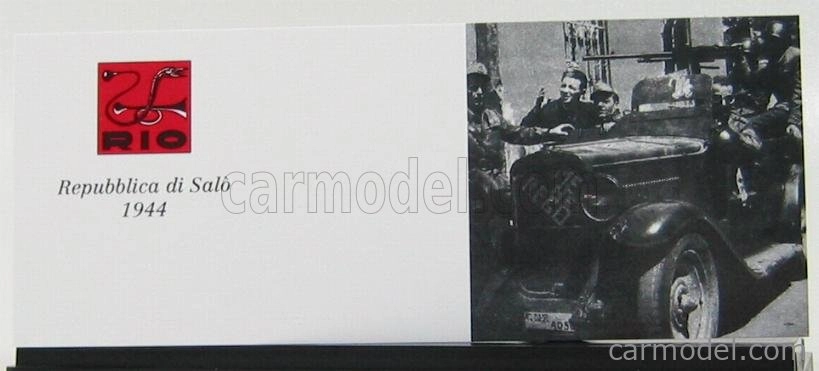 Rio-models Fiat 501 Open Repubblica Di Salo' - Me Ne Frego 1944 1:43 Matt Black