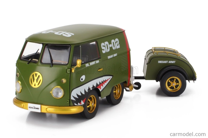 Solido Volkswagen T1 Van Kool Combi With Trailer 1950 1:18 Zelená
