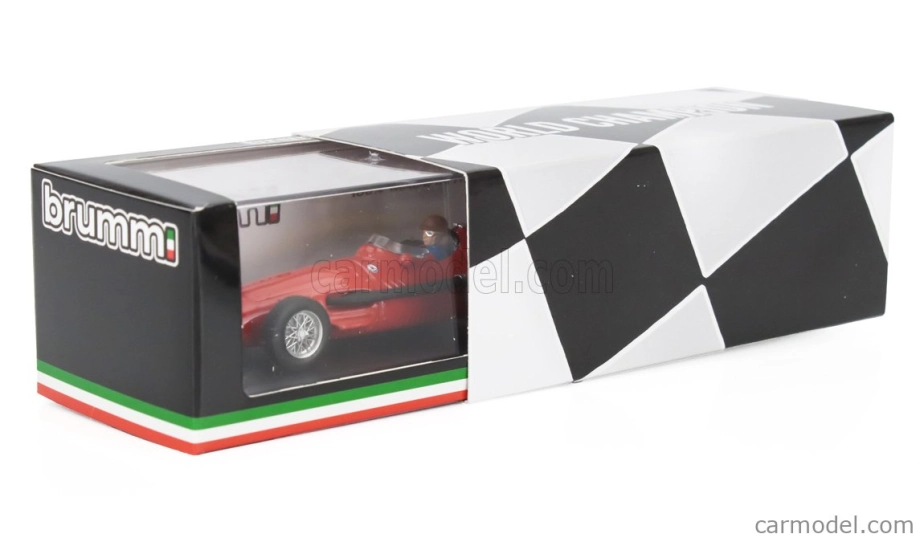 Brumm Maserati F1 250f N 1 Víťaz majstrovstiev sveta Nemecko Gp 1957 Juan Manuel Fangio - s figúrkou vodiča 1:43 Červená
