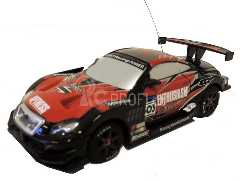 RC Car závodní model s kužely 1:43, černočervený