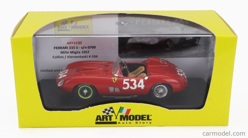 Art-model Ferrari 335s Spider Team Scuderia Ferrari N 534 Mille Miglia 1957 Peter Collins - Louis Klementaski 1:43 Červená