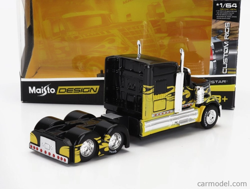 Maisto International Lonestar Tractor Truck 3-assi 2010 1:64 čierna žltá