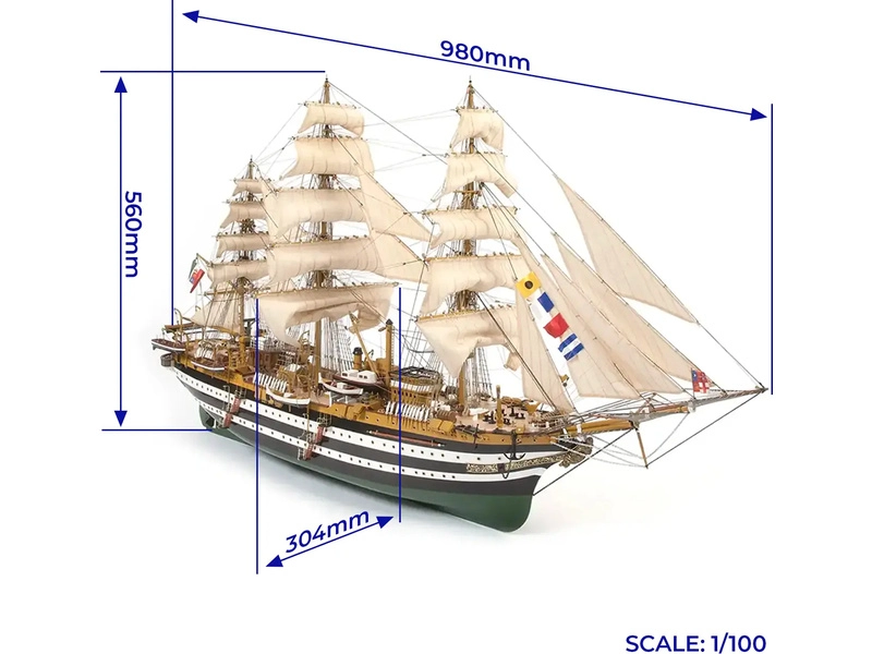 OCCRE Amerigo Vespucci 1:100 + plachty Kit