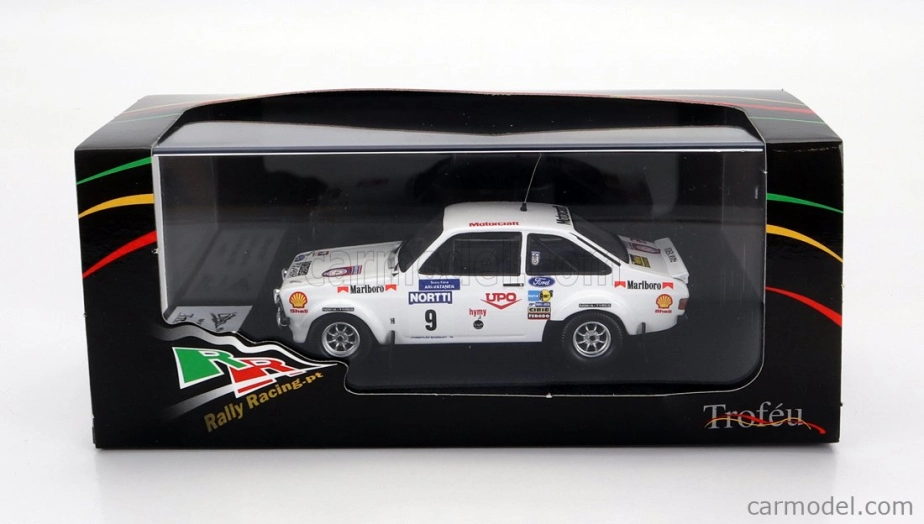 Trofeu Ford england Escort Mkii (nočná verzia) N 9 Rally 1000 Lakes 1976 A.vatanen - A.aho 1:43 Biela červená