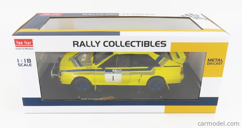 Sun-star Audi Quattro (night Version) N 1 Winner Rally Hong Kong-beijing 1986 Stig Blomqvist - Bruno Berglund 1:18 Žlutá Modrá