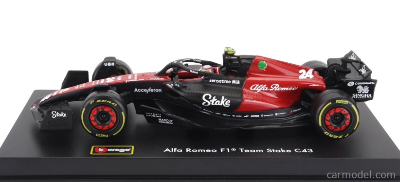 Bburago Alfa romeo F1 C43 Team Stake N 24 Season 2023 Guanyu Zhou 1:43, černá