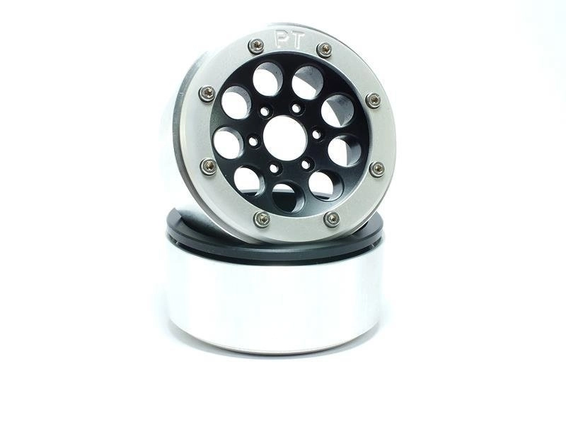 Kovové Beadlock CNC disky Absima Metsafil 1.9 Gun Black/Silver, 2 ks