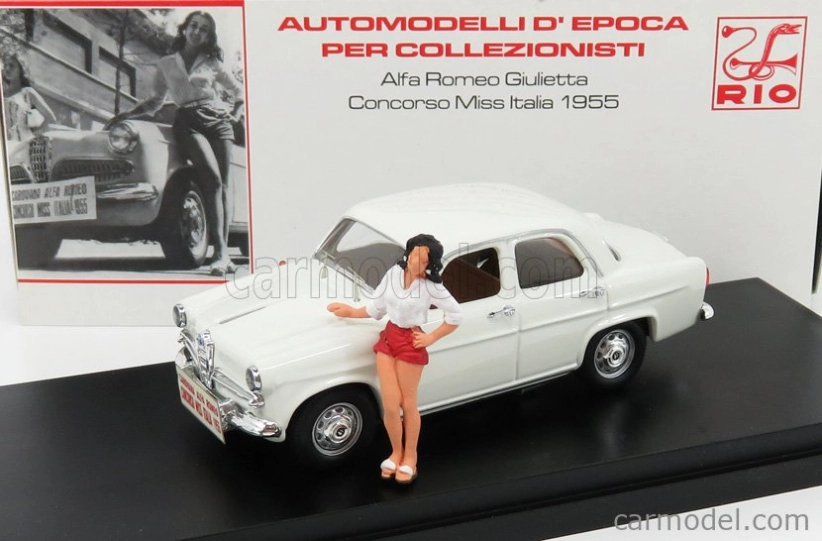 Rio-models Alfa romeo Giulietta Concorso Miss Italia 1955 s obrázkom 1:43 biela