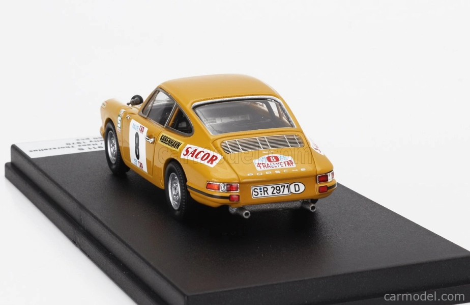 Trofeu Porsche 911s Coupe (nočná verzia) N 8 3rd Rally Tap 1970 Bjorn Waldegaard - Hans Thorszelius 1:43 Žltá