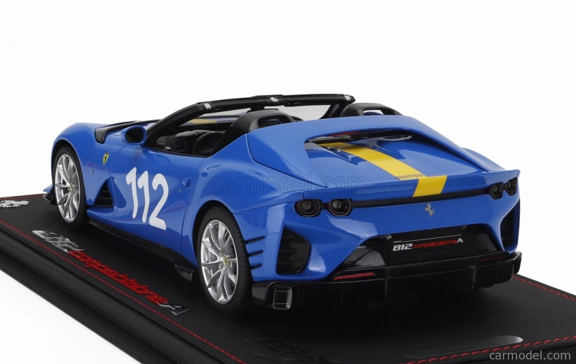 Bbr-models Ferrari 812 Competizione A Spider N 112 2022 - Con Vetrina - S vitrínou 1:18 French Racing Blu - Modro-žltá
